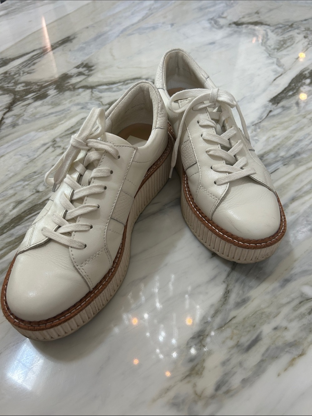 Dolce Vita Cream Platform Leather Sneakers